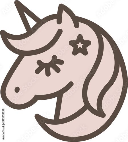 Unicorn Head Line Logo Fantasy Magic Mascot