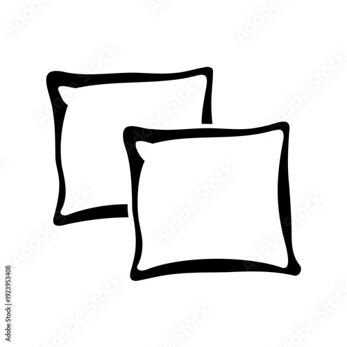 Two plush pillows in black outline for decorative or resting purposes