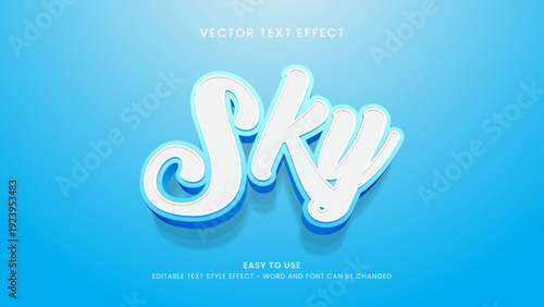 sky editable text effect 3d vector