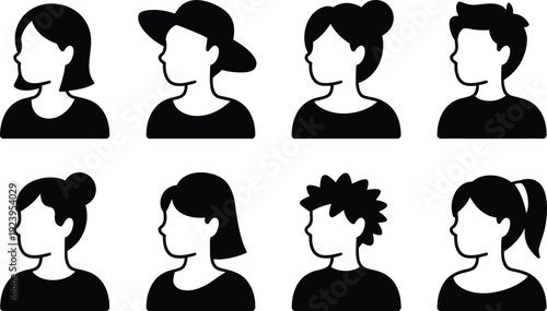 Human avatar collection. Boys and girls face icons vector illustration set.