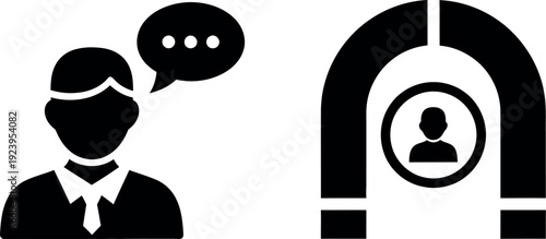 Professional speaking to a security checkpoint or information booth