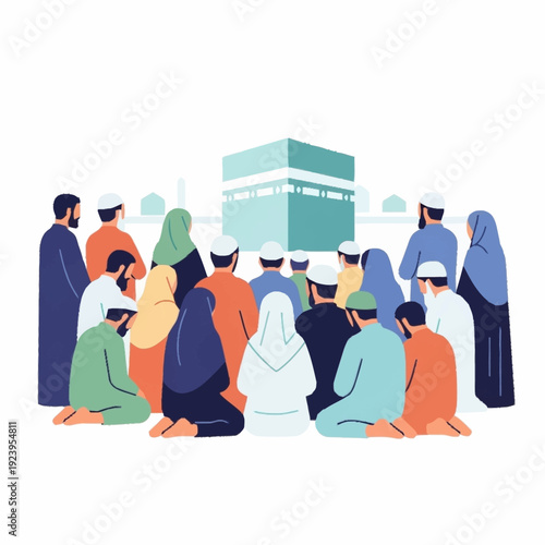 Group of People Praying Near Kaaba.