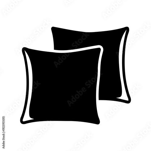 Two square cushions or pillows are depicted in a minimalist style