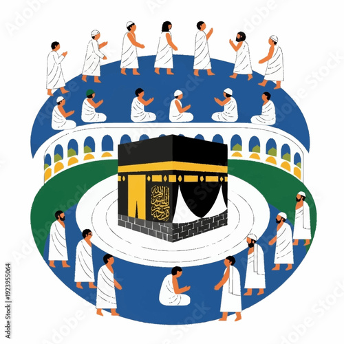 People gathered around Kaaba during Hajj.