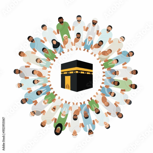 People Standing Around Kaaba in Circle.