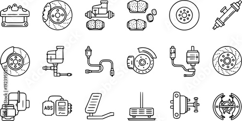Auto Brake System Parts - Icon Set