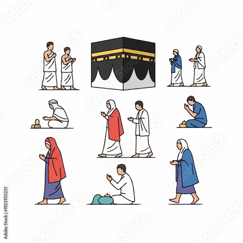 Pilgrims Performing Hajj Rituals Around Kaaba.