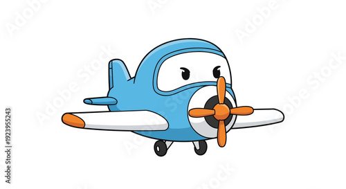 Cartoon airplane vector illustration, flat design, for children, travel, transportation.
