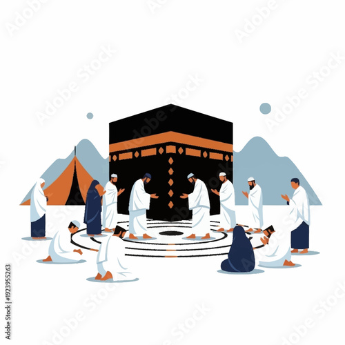 Pilgrims Performing Rituals Around Kaaba.