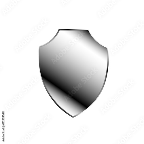 Free Download Metallic shield emblem isolated on a white background, representing security, protection, and award concepts with a glossy, reflective chrome finish and realistic gradient shading. - GFXLoad