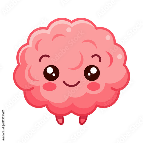 A character's brain is smiling, graphic style, vector illustration