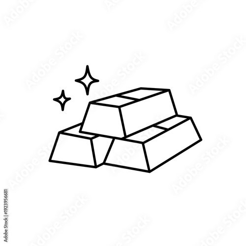 Gold Bars Outline Icon Vector