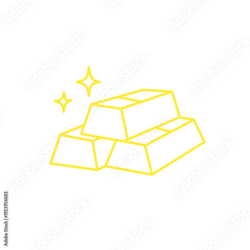 Light Gold Bullion Line Icon With Sparkle