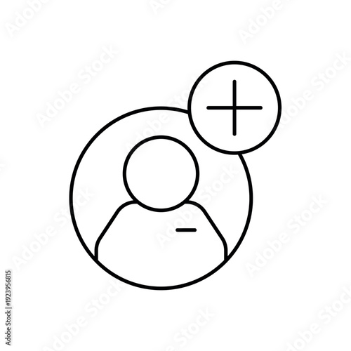 icon a new user registration with person plus symbol inside circle, isolated against a clean background.