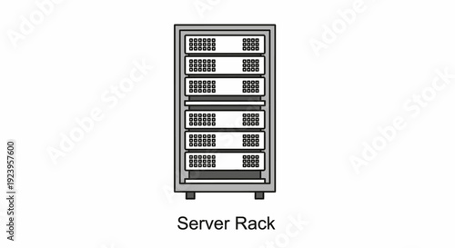 Server rack illustration, data center network equipment, information technology, isolated white background