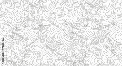Abstract flowing wavy lines seamless pattern on isolated white background.