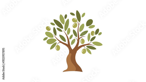 Tree with Green Leaves Illustration.