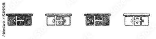 Sketch countertop icon design set