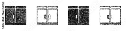 Sketch cabinet icon design set