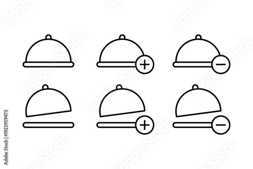 Serving Tray Vector Icon Set. Waiter Food Platter Gala Dinner Symbols