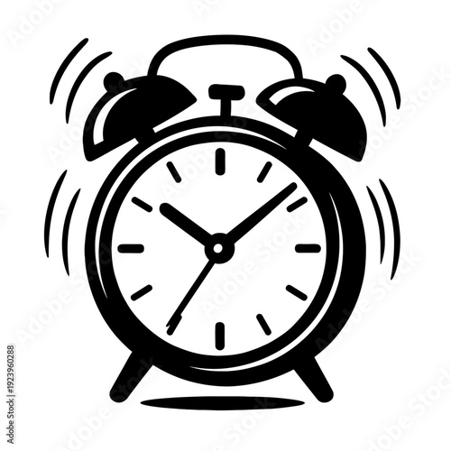 Ringing Alarm Clock Icon Vector - Classic Symbol for Wake Up, Morning, and Deadline