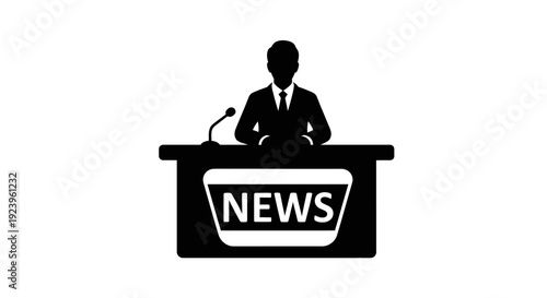 News Anchor at Desk Silhouette.