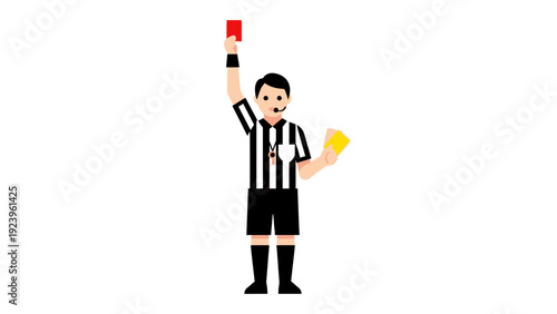 Referee Holding Red Card and Yellow Card.
