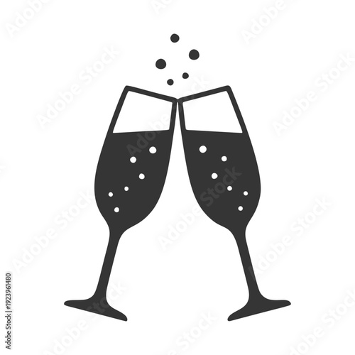 シャンパングラスの乾杯シルエットアイコン