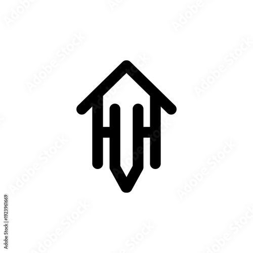 H and V home monogram logo design
