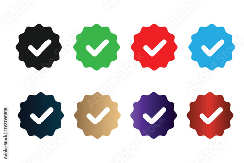 Colorful checkmark icons set