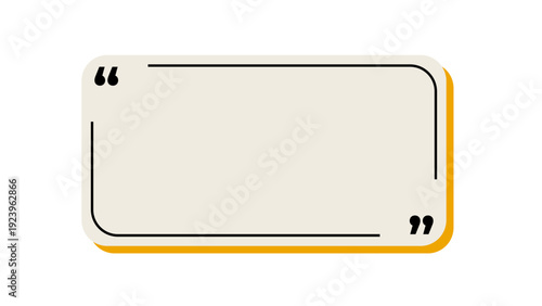 Blank Retro Beige Quote Box Vector Illustration with Quotation Marks