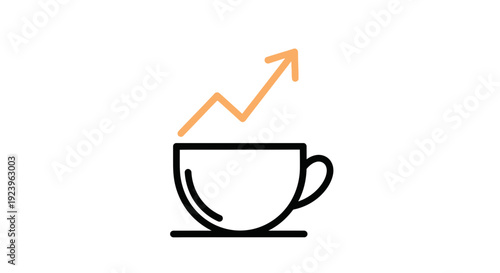 Coffee Cup With Upward Trend Arrow