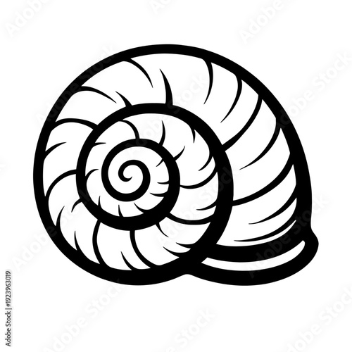 Seashell or Nautilus Conch - Simple Vector Icon for Marine Life and Nature