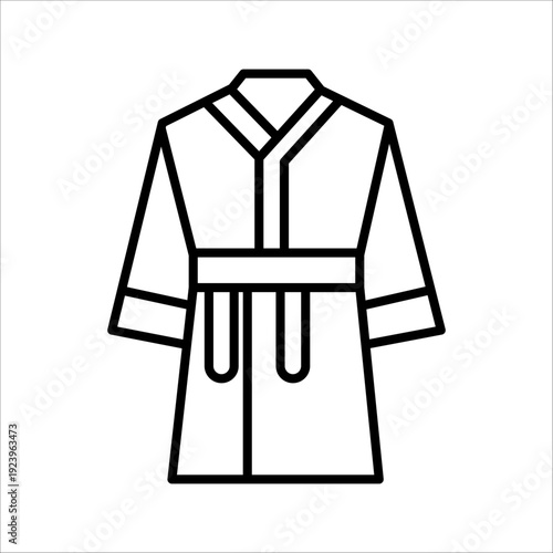 Bathrobe icon flat line style illustration representing comfort and loungewear, suitable for wellness, spa, and home lifestyle projects