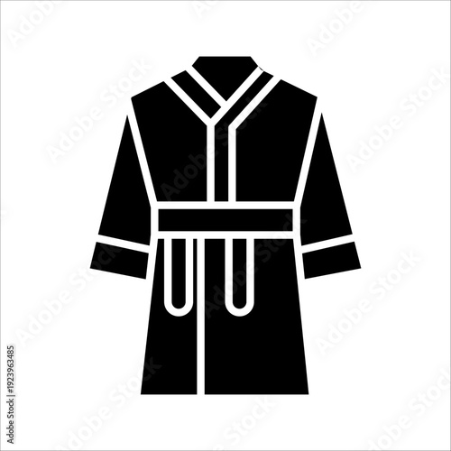 Bathrobe icon flat line style illustration representing comfort and loungewear, suitable for wellness, spa, and home lifestyle projects