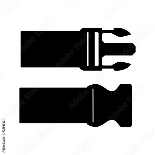 Black silhouette of a seatbelt buckle on a plain white background.
