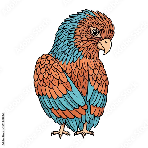 A colorful parrot with orange and blue feathers