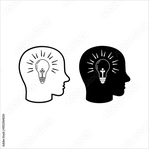 Head line icon with light bulb. Concept of new idea. Idea generation process. simple design editable. Design template vector