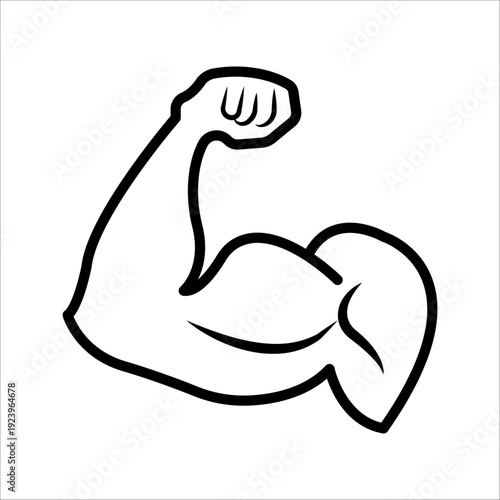 Hand muscle icon. Sport, wellness, fitness concept. Healthy lifestyle logotype element. Man power illustration. Isolated vector clipart.