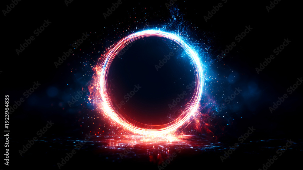 Obraz premium 電流エネルギーリング・テクノロジー背景素材（IT・サイバー・エネルギー） 