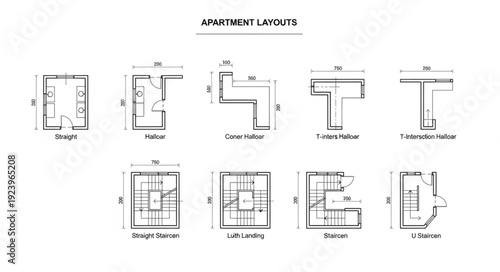 Apartment Layouts - Detailed Architectural Plans and Floor Designs for Residential Spaces.
