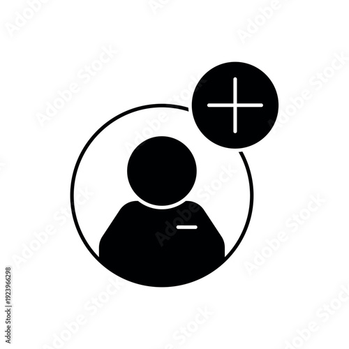 icon a new user registration with person plus symbol inside circle, isolated against a clean background.