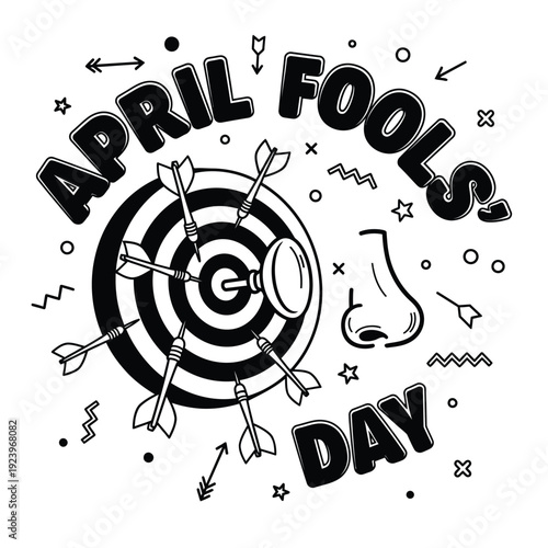 April Fools Day Dartboard with Darts and Nose Illustration