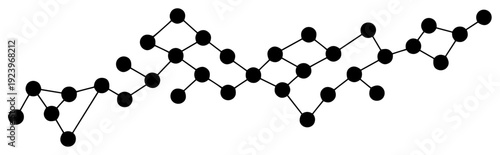 Abstract geometric pattern of connected black dots and lines in a wave formation