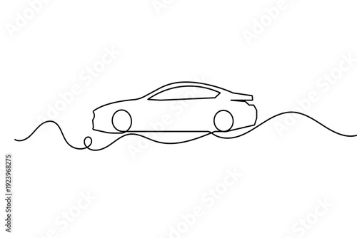 Modern car continuous one line drawing and minimalist style isolate outline vector illustration