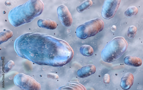 Photos Klebsiella pneumoniae bacteria cells floating in extracellular environment