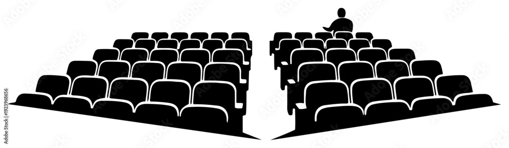 Obraz premium Perspective view of empty stadium seating rows with a lone spectator