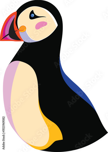 Colorful Atlantic Puffin Bird Illustration Vector Art for Nature Lovers and Wildlife Design