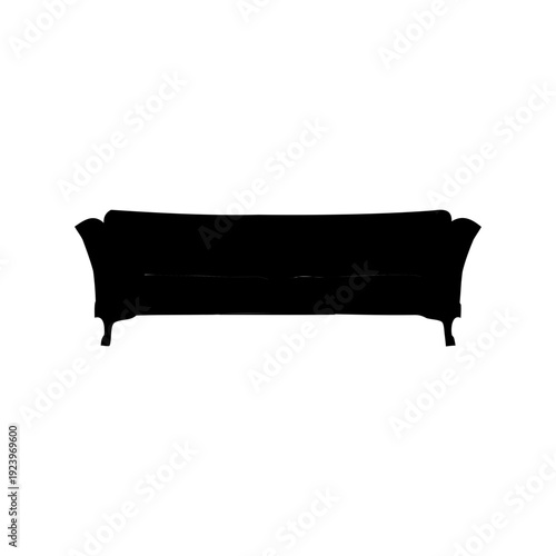 Elegant Sofa Silhouette, Traditional Design with Curved Arms and Detailed Legs