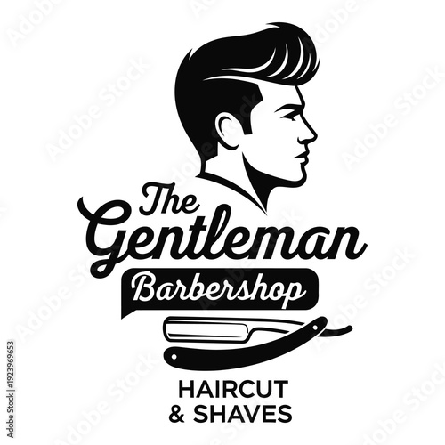 The Gentleman Barbershop logo with haircut and shaves services offered icon